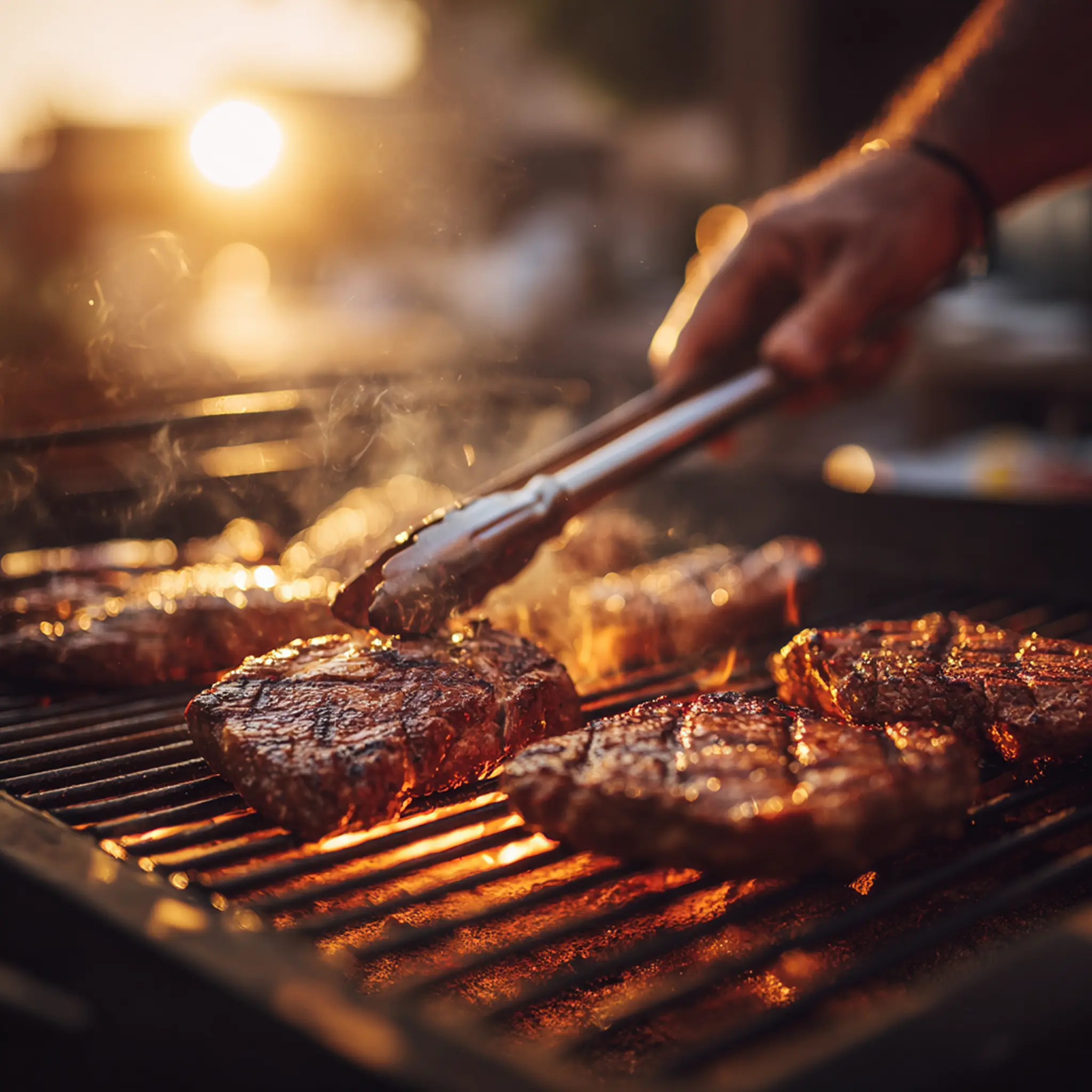 Man grilling steaks