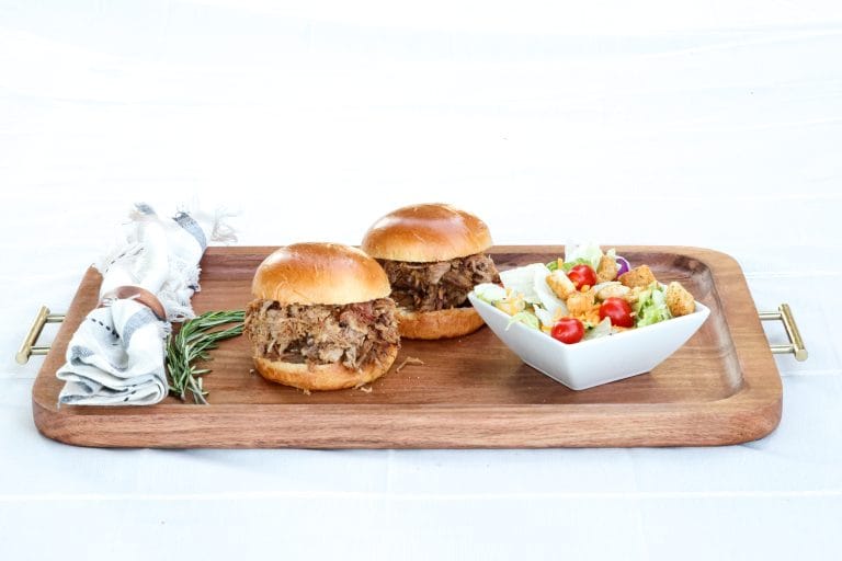 Pulled pork sandwiches on a platter